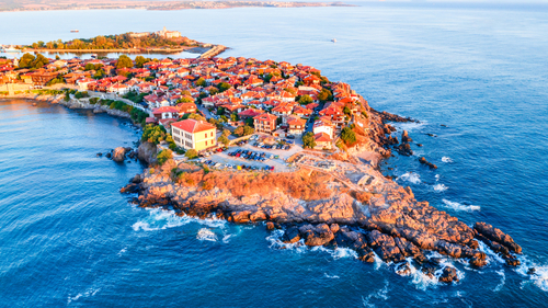 Bulgarian seaside town sunset 